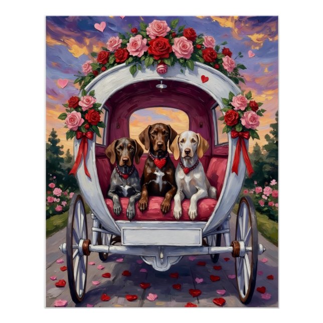 German Shorthaired Pointer Dog Valentine's Day  Poster (Front)