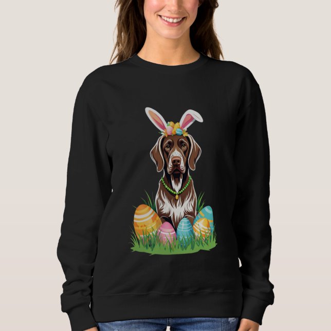 German Shorthaired Pointer Dog with Bunny Ears Eas Sweatshirt (Front)
