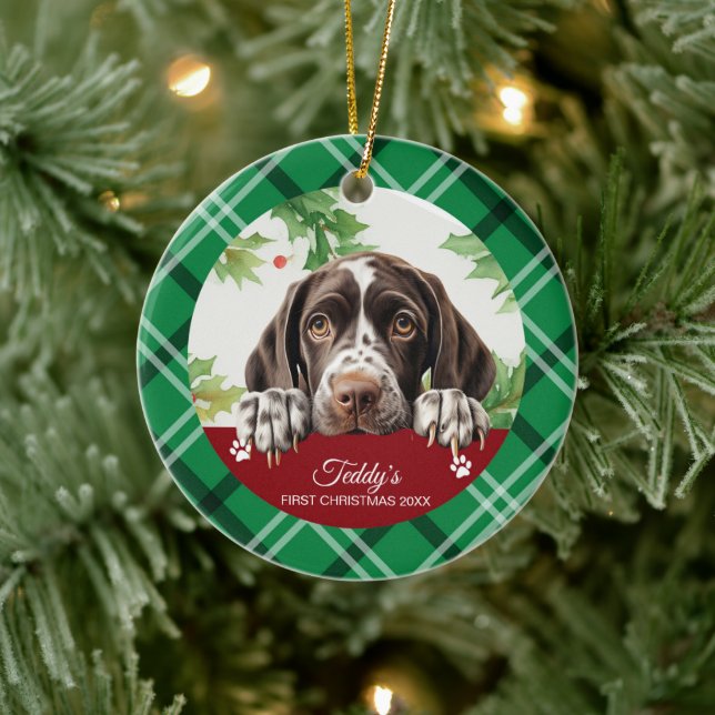 German Shorthaired Pointer First Christmas Ceramic Tree Decoration (Tree)