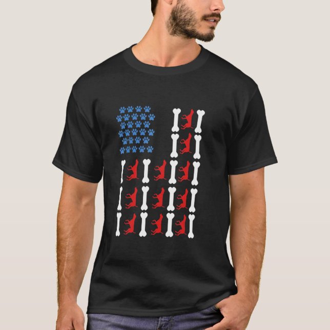 German Shorthaired Pointer Flag American Usa 4th O T-Shirt (Front)