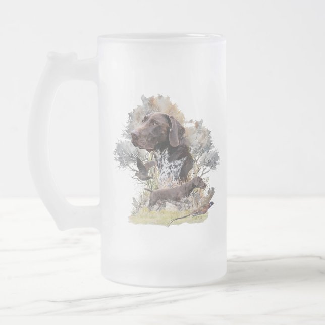German Shorthaired Pointer   Frosted Glass Beer Mug (Left)