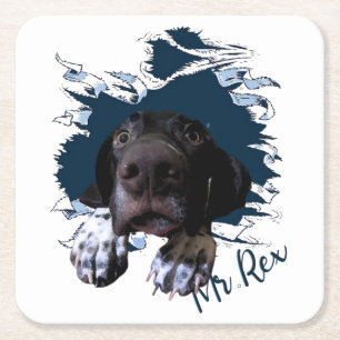German Shorthaired Pointer,funny face Bandanna Square Paper Coaster