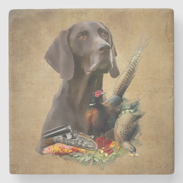 German Shorthaired Pointer GSP     Stone Coaster (Front)