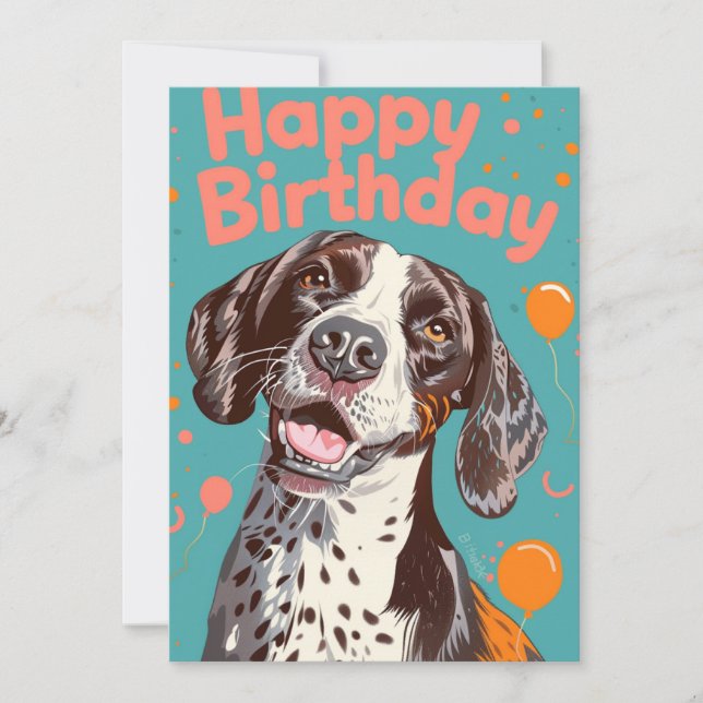 German Shorthaired Pointer Happy Birthday  Holiday Card (Front)