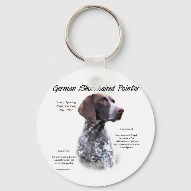 German Shorthaired Pointer History Design Key Ring (Front)