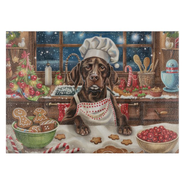 German Shorthaired Pointer Holiday Baking: Festive Cutting Board (Front)