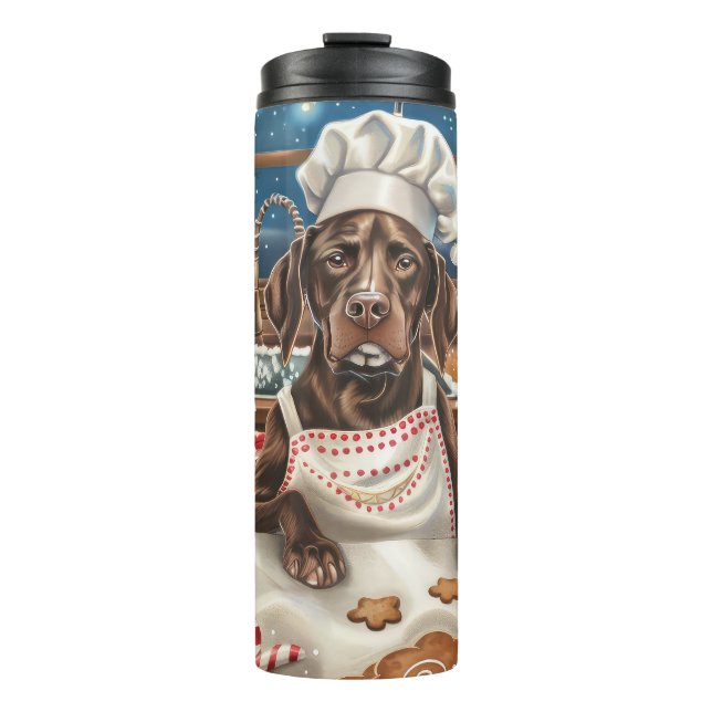 German Shorthaired Pointer Holiday Baking: Festive Thermal Tumbler (Front)
