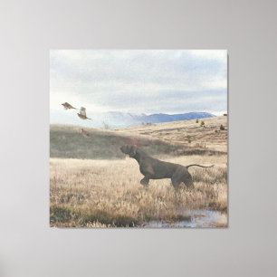 German Shorthaired Pointer hunt quail , Art Canvas Print