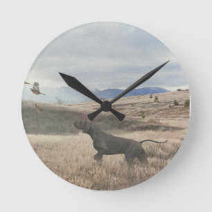 German Shorthaired Pointer hunt quail , Art Round Clock