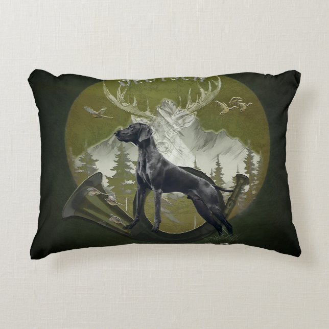 German Shorthaired Pointer , Hunting  logo  Decorative Cushion (Front)