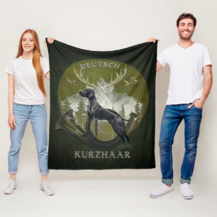 German Shorthaired Pointer , Hunting logo Fleece Blanket