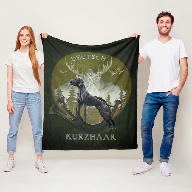 German Shorthaired Pointer , Hunting  logo  Fleece Blanket (In Situ)
