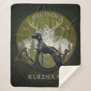 German Shorthaired Pointer , Hunting logo Sherpa Blanket