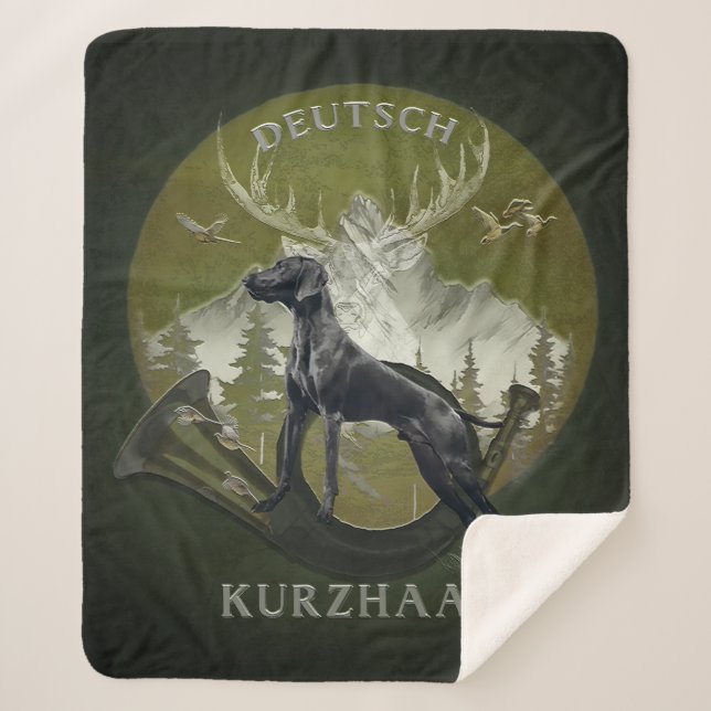 German Shorthaired Pointer , Hunting  logo  Sherpa Blanket (Front)