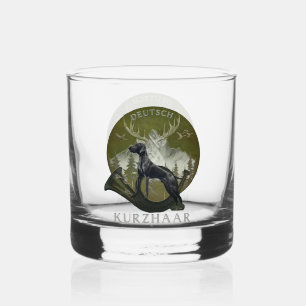 German Shorthaired Pointer , Hunting logo Whiskey Glass