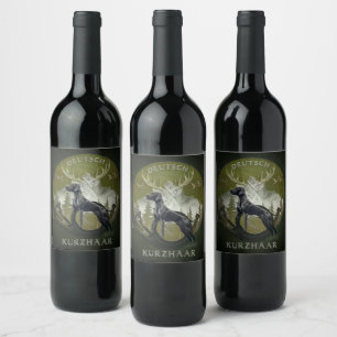 German Shorthaired Pointer , Hunting logo Wine Label