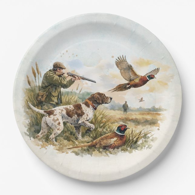 German Shorthaired Pointer ,hunting Paper Plate (Front)