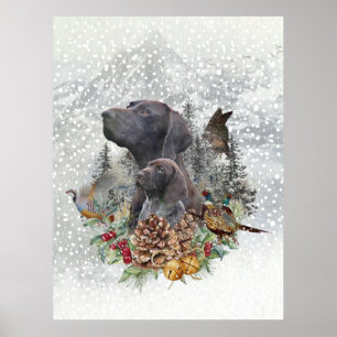 German Shorthaired Pointer in winter    Poster