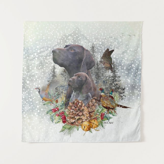 German Shorthaired Pointer in winter  Tapestry (Front)
