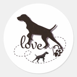 German Shorthaired Pointer,kurzhaar, Tapestry Post Classic Round Sticker