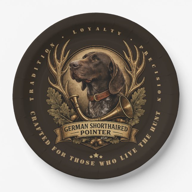 German Shorthaired Pointer  Logo Paper Plate (Front)