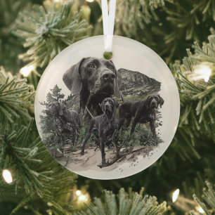 German Shorthaired Pointer Lovers Glass Tree Decoration