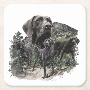 German Shorthaired Pointer Lovers Square Paper Coaster