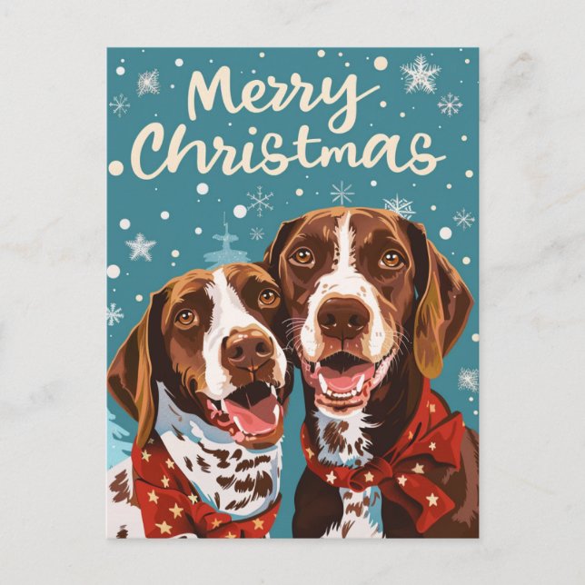 German Shorthaired Pointer Merry Christmas  Postcard (Front)