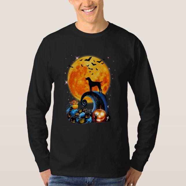 German Shorthaired Pointer Moon Cliff Pumpkin Hall T-Shirt (Front)