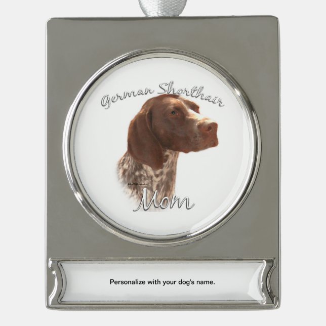 German Shorthaired Pointer Mum 2 Silver Plated Banner Ornament (Front)