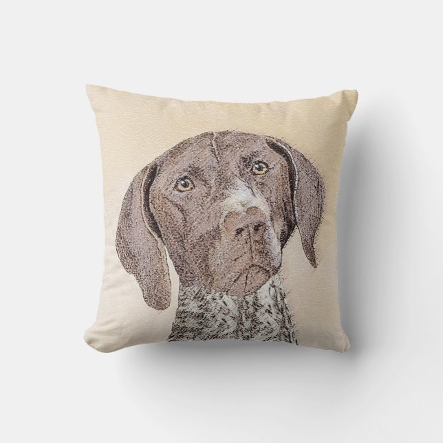 German Shorthaired Pointer Painting - Dog Art Cushion (Front)