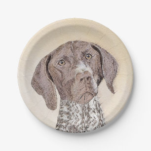 German Shorthaired Pointer Painting - Dog Art Paper Plate