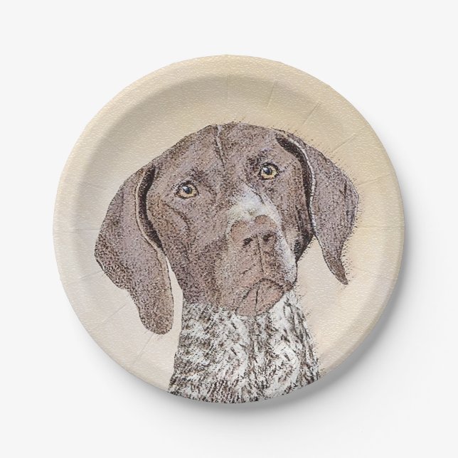 German Shorthaired Pointer Painting - Dog Art Paper Plate (Front)