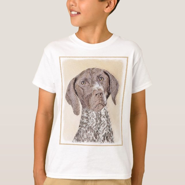 German Shorthaired Pointer Painting - Dog Art T-Shirt (Front)