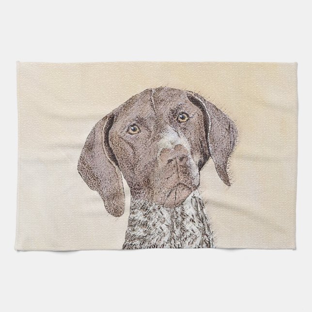 German Shorthaired Pointer Painting - Dog Art Tea Towel (Horizontal)