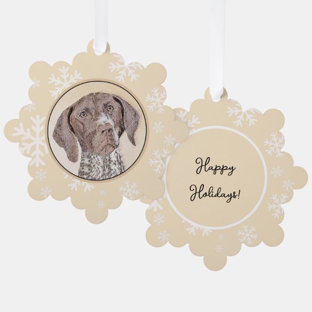 German Shorthaired Pointer Painting - Dog Art Tree Decoration Card (Front/Back)
