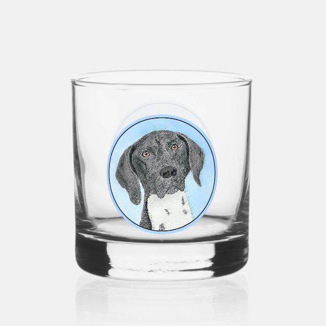German Shorthaired Pointer Painting - Dog Art Whiskey Glass (Front)