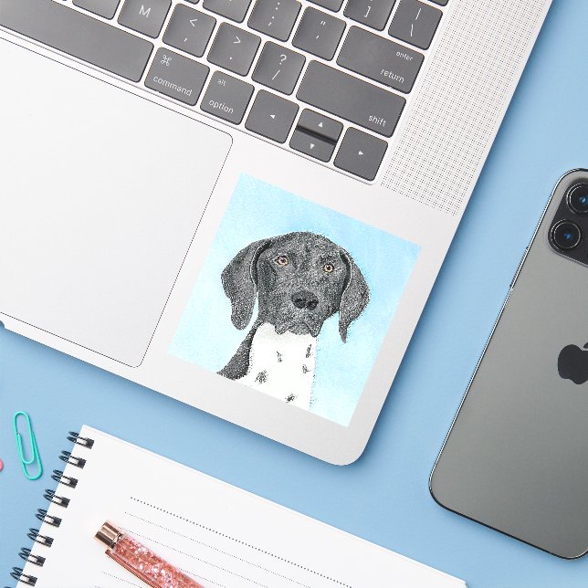 German Shorthaired Pointer Painting - Original Art (Laptop w/ iPhone)