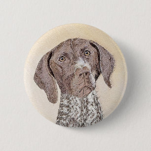 German Shorthaired Pointer Painting - Original Art 6 Cm Round Badge