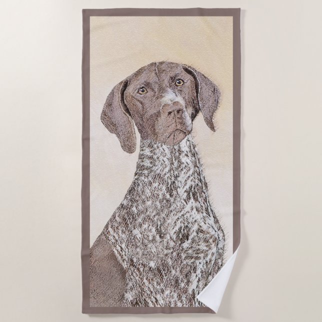 German Shorthaired Pointer Painting - Original Art Beach Towel (Front)
