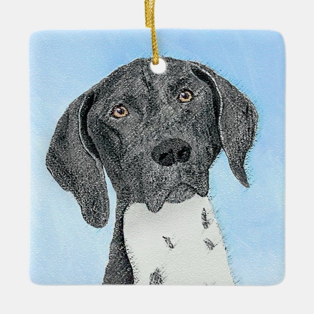 German Shorthaired Pointer Painting - Original Art Ceramic Ornament (Front)