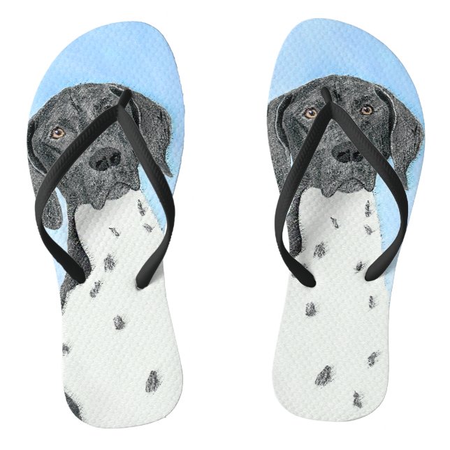 German Shorthaired Pointer Painting - Original Art Flip Flops (Footbed)