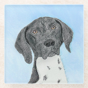 German Shorthaired Pointer Painting - Original Art Glass Coaster
