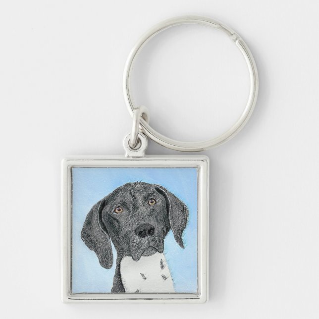 German Shorthaired Pointer Painting - Original Art Key Ring (Front)