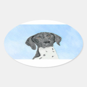 German Shorthaired Pointer Painting - Original Art Oval Sticker