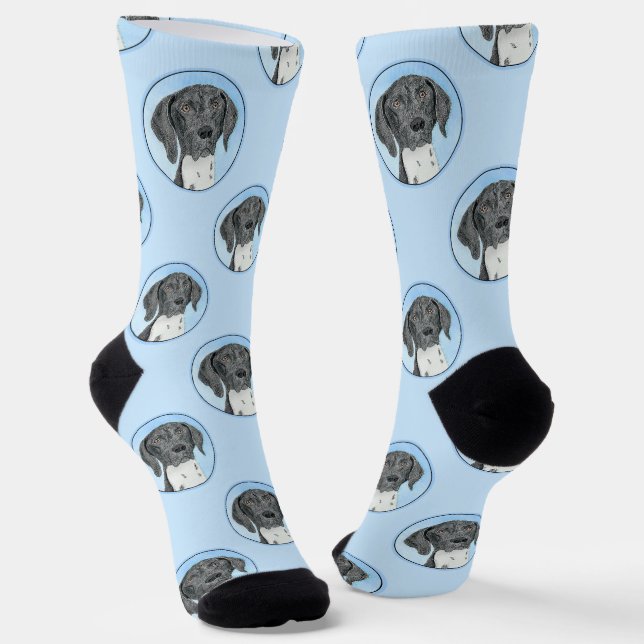 German Shorthaired Pointer Painting Original Art Socks (Angled)