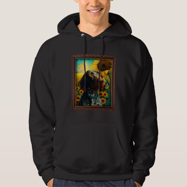 German Shorthaired Pointer Painting Sunflower Flow Hoodie (Front)