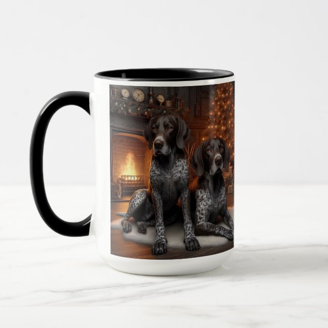German Shorthaired Pointer Pair Christmas Mug Cup (Left)