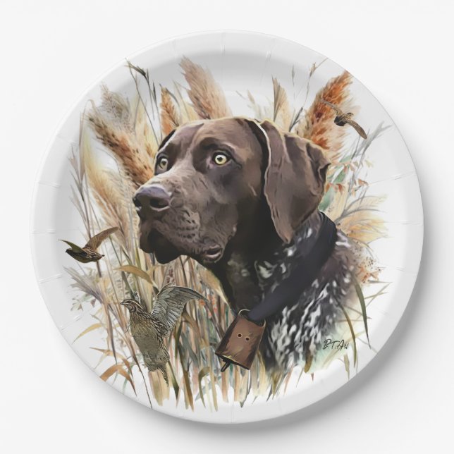 German Shorthaired Pointer Paper Plate (Front)