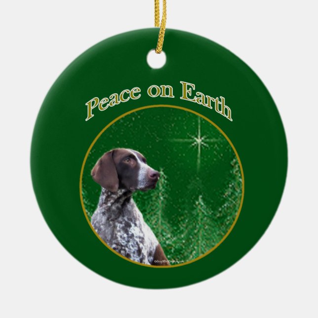 German Shorthaired Pointer Peace Keychain Ceramic Tree Decoration (Front)
